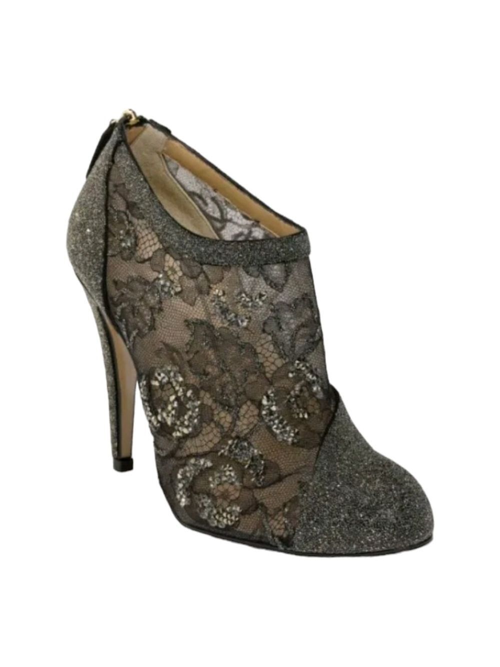 Valentino Garavani Women's Black Lace Heeled Crystal Shoes Size 10 US 40 EU